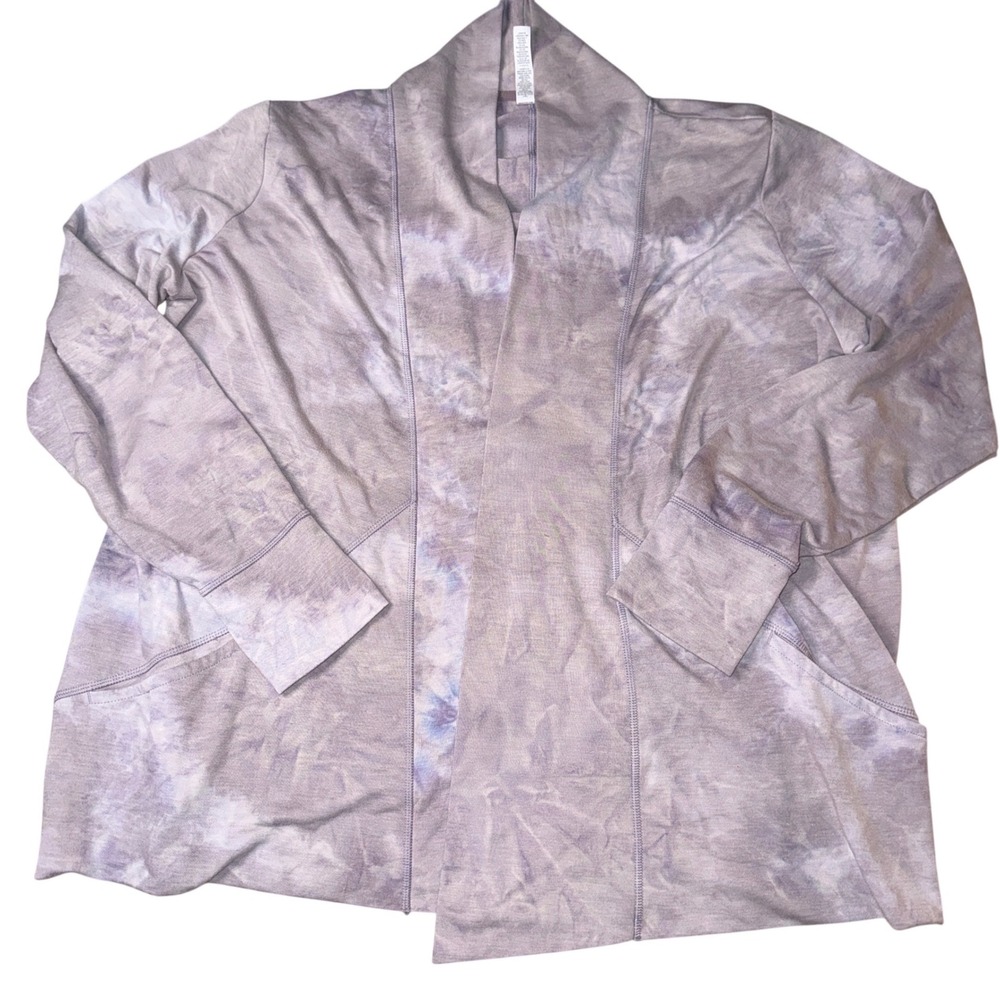 RBX Live Life Active Womens XXL Purple Tie Dye Open‎ Front Cardigan Thumbholes